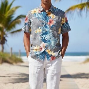 Tommy Bahama Paradise Palace 100% Silk Camp Shirt Men’s Sz M Aloha Hawaiian
Sz M